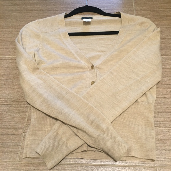 Women's Tan JCrew Cropped Merino Wool Cardigan - Picture 3 of 8